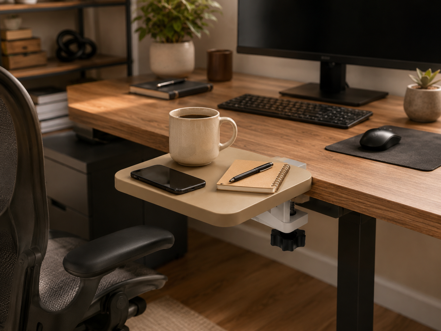 Clamp-on desk shelf for study table, ideal for adding extra space for books, phone and stationery
