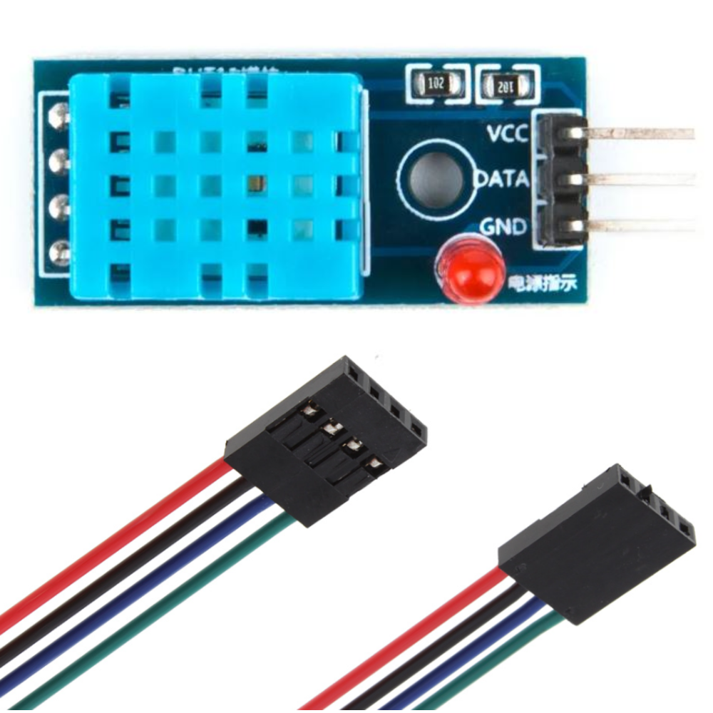 DHT11 temperature and humidity sensor module with VCC DATA GND pins for Arduino, ESP8266 and IoT projects