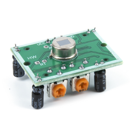 Electronic circuit board with components on a white background