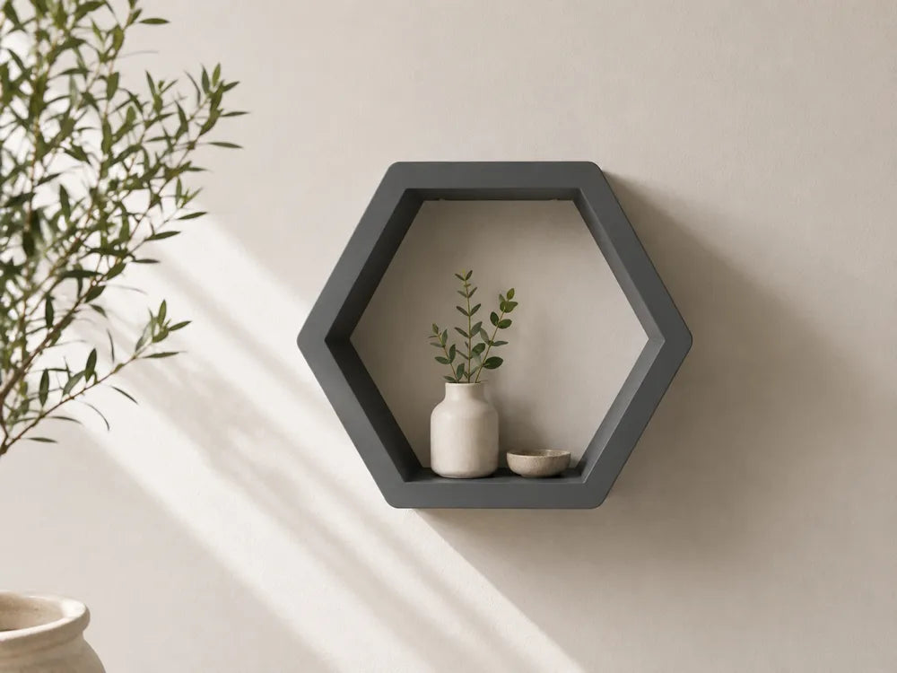 Decorative floating wall shelf for living room styling, plant display, mini vases and wall decor