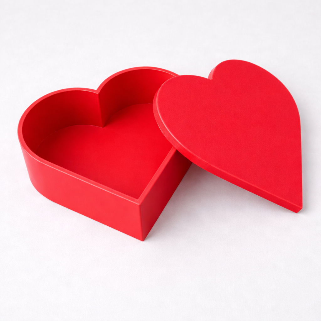 Red heart-shaped box on a white background