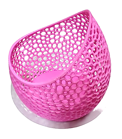 Pink perforated chair on a white background