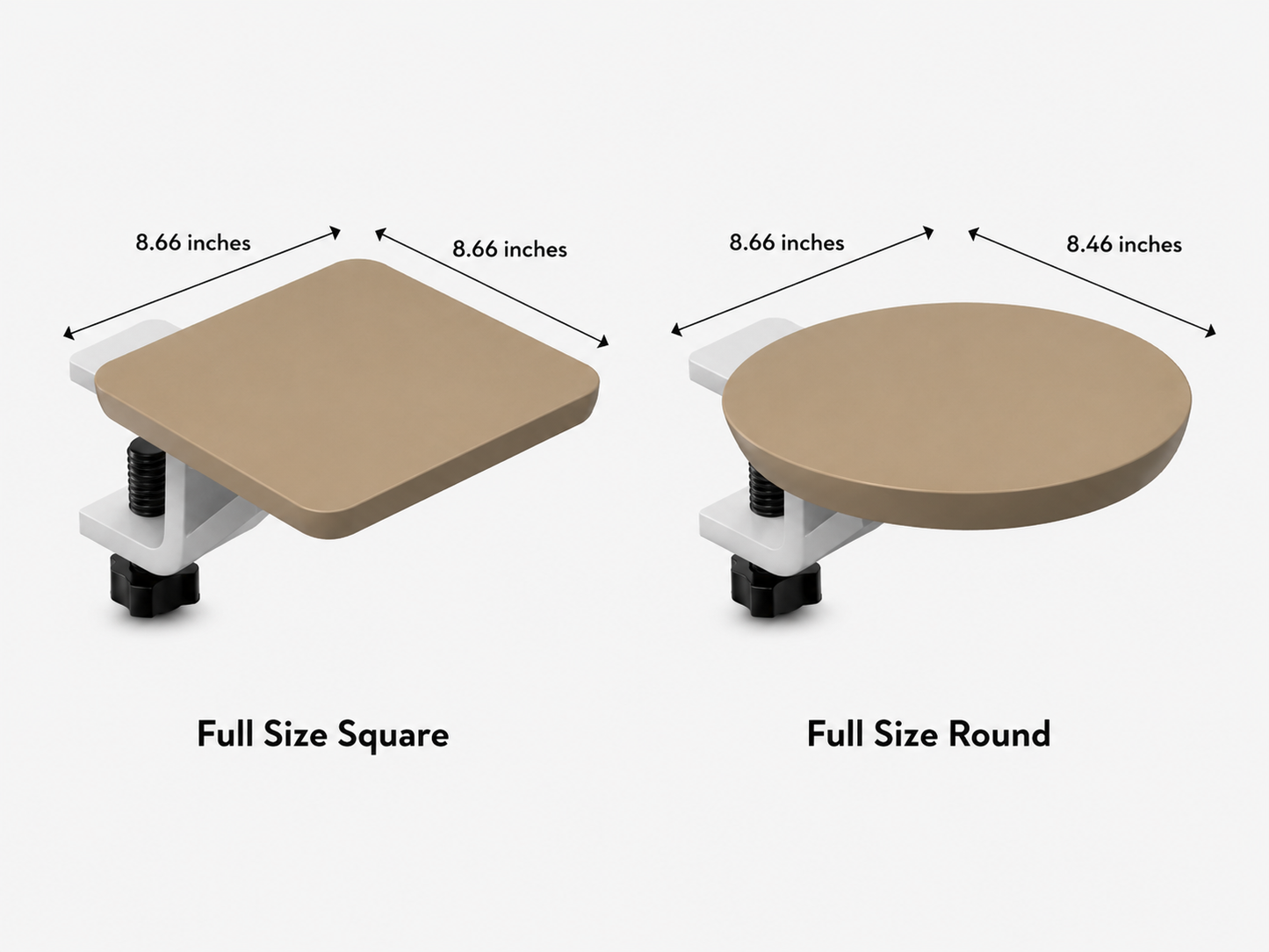10 inch round desk side extension shelf with clamp fitting for compact office and study tables