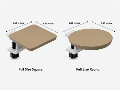 10 inch round desk side extension shelf with clamp fitting for compact office and study tables