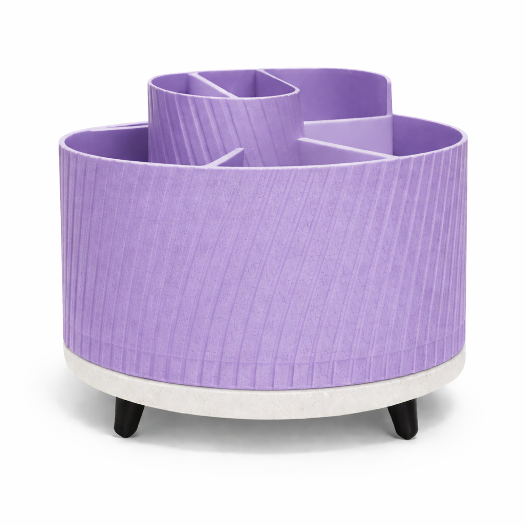 Purple pet playpen with white base on a white background