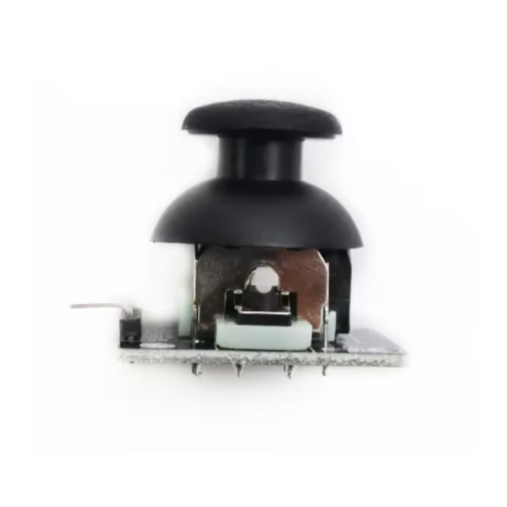 Black mechanical component on a white background