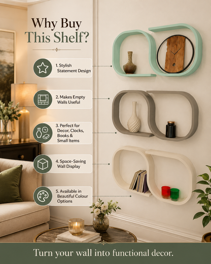 Floating LED wall shelf with warm backlight in luxury drawing room setup