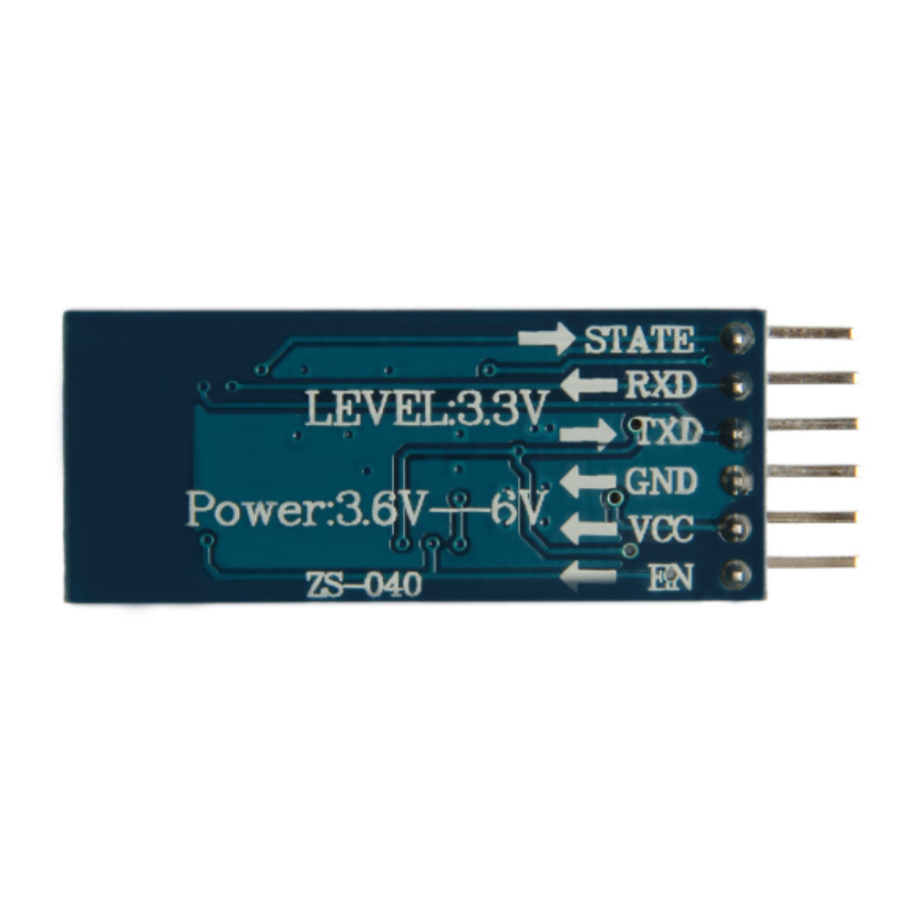 Circuit board with labeled pins and voltage levels on a white background