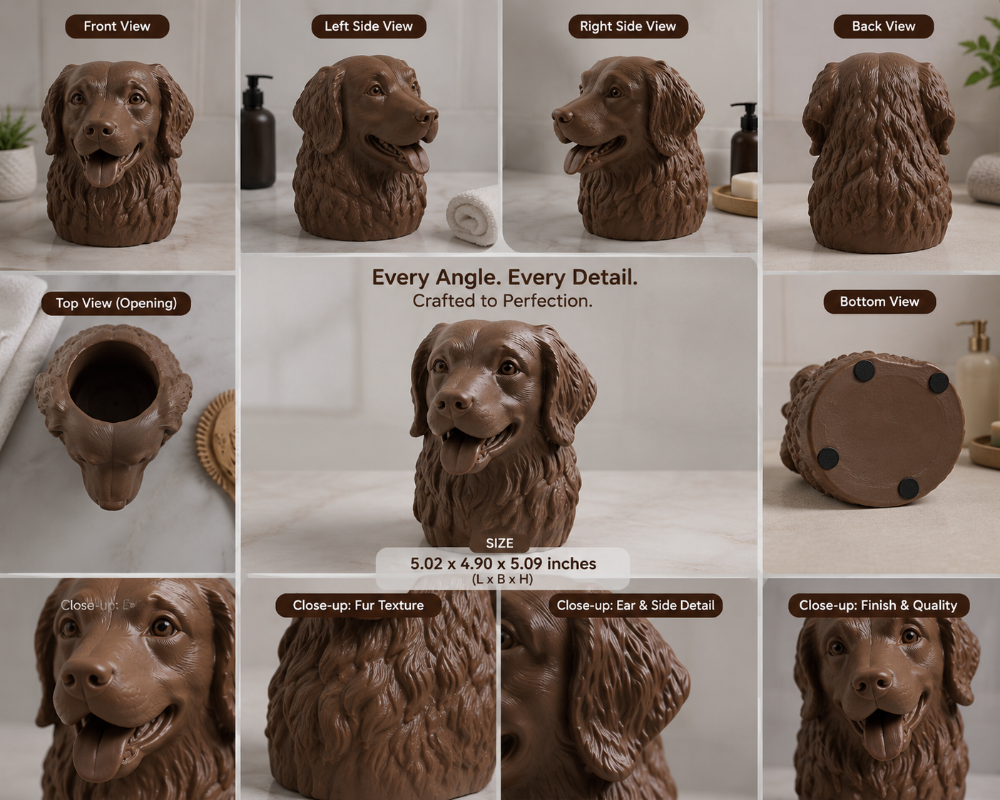 Happy dog shelf decor and organizer in beige brown and chocolate brown for kids room and nursery styling