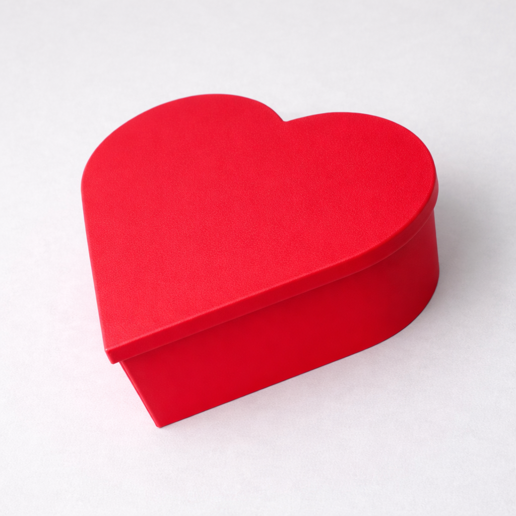 Red heart-shaped box on a white background