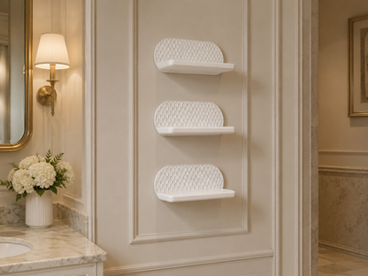Honeycomb bathroom wall shelf for wash basin and vanity storage
