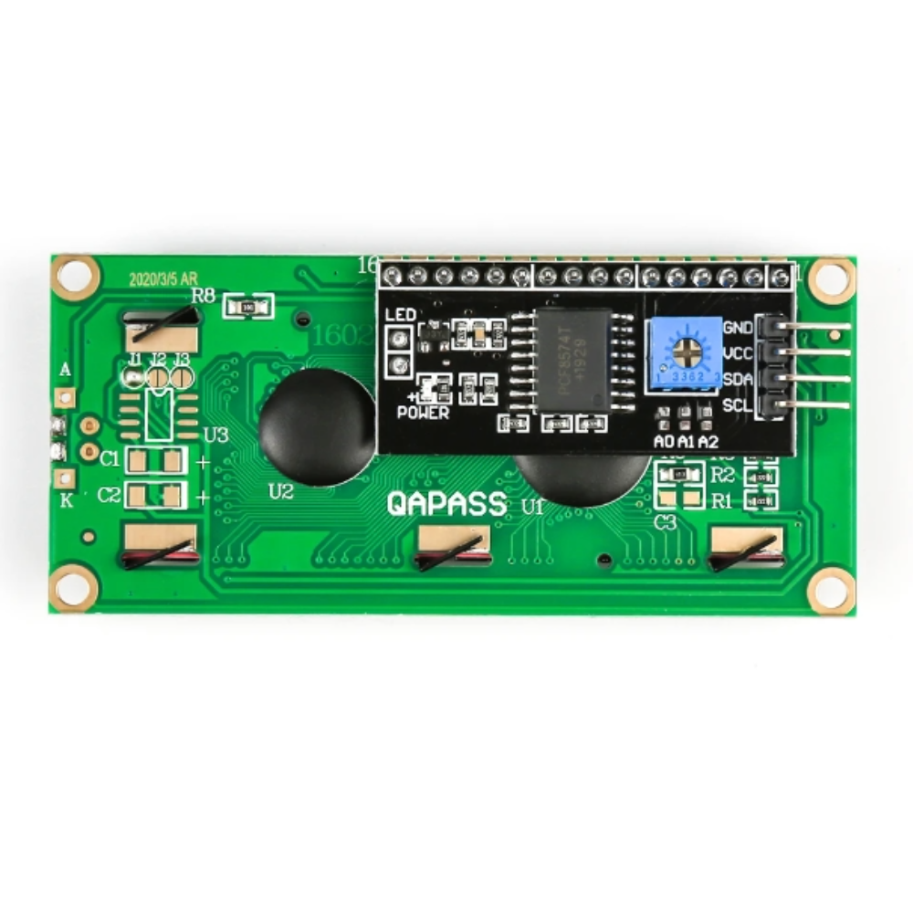 Green electronic circuit board with QPASS branding on a white background