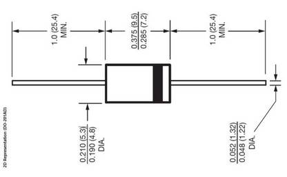 Technical drawing of a rectangular component with dimensions