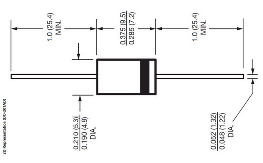 Technical drawing of a rectangular component with dimensions