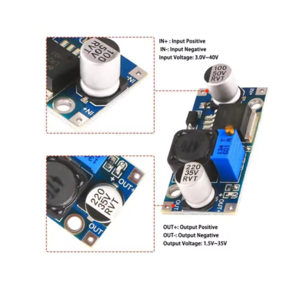Electronic component board with capacitors and resistors on a white background
