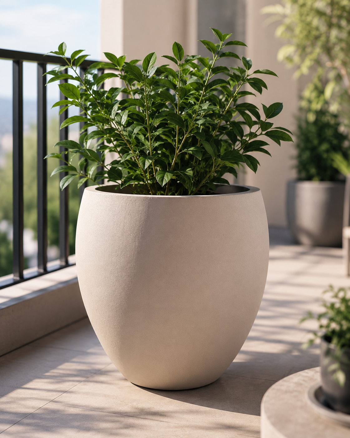 Lightweight white decorative planter vase with indoor plant for living room and balcony decor