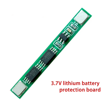 3.7V lithium battery protection board on a white background