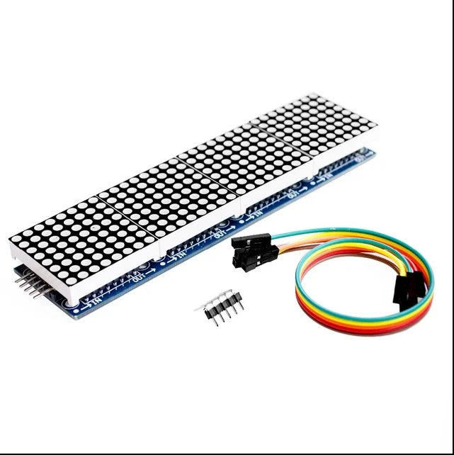 LED matrix display module with connection cable on a white background