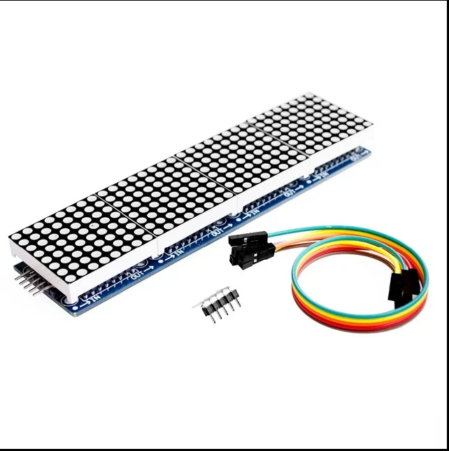 LED matrix display module with connection cable on a white background