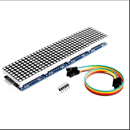 LED matrix display module with connection cable on a white background