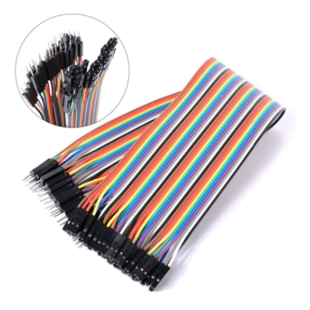 Set of multicolored wiring harnesses with black connectors on a white background