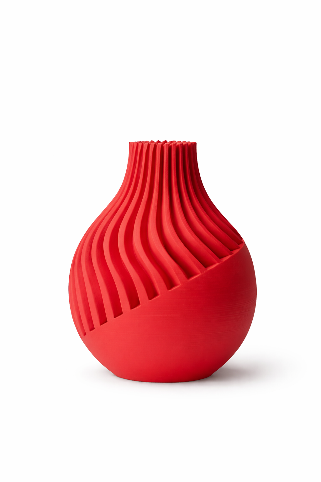 Red textured vase on a white background