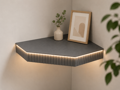 Parametric Corner Wall Shelf with Optional LED Groove – Customizable Rounded & Angular Design
