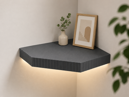 Parametric Corner Wall Shelf with Optional LED Groove – Customizable Rounded & Angular Design