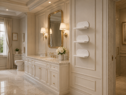 Modern bathroom storage shelf for toiletries and skincare products