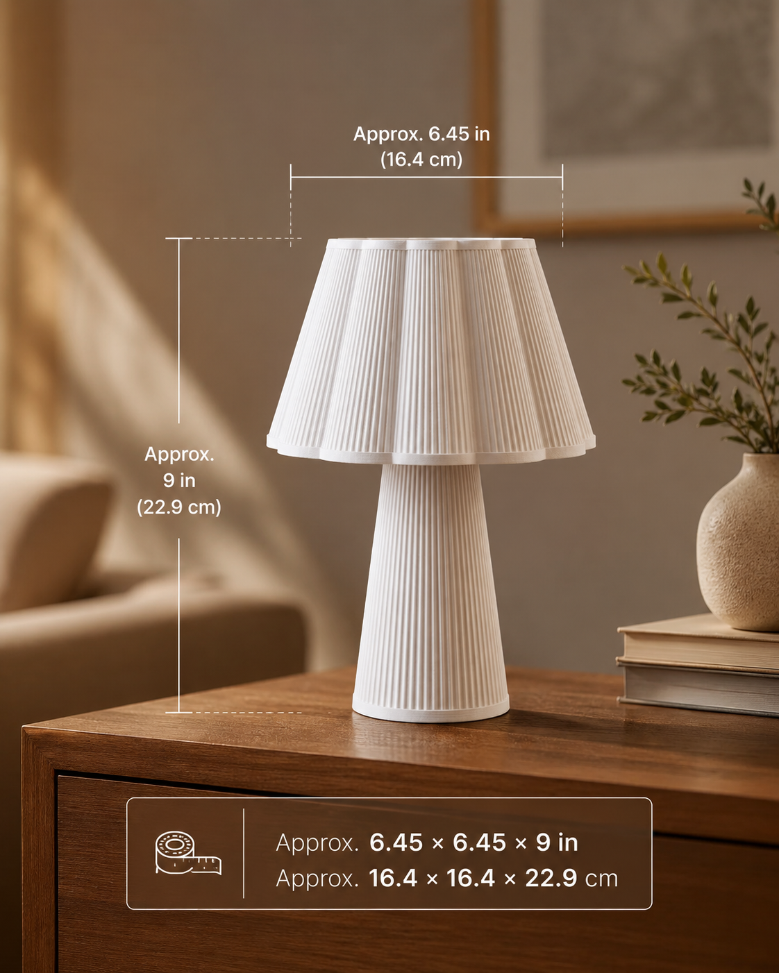 Modern home décor table lamp in white ribbed design for living room, bedroom, café, and office styling