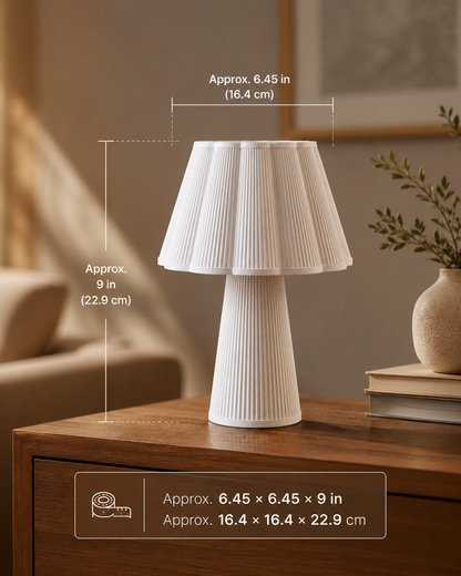 Modern home décor table lamp in white ribbed design for living room, bedroom, café, and office styling