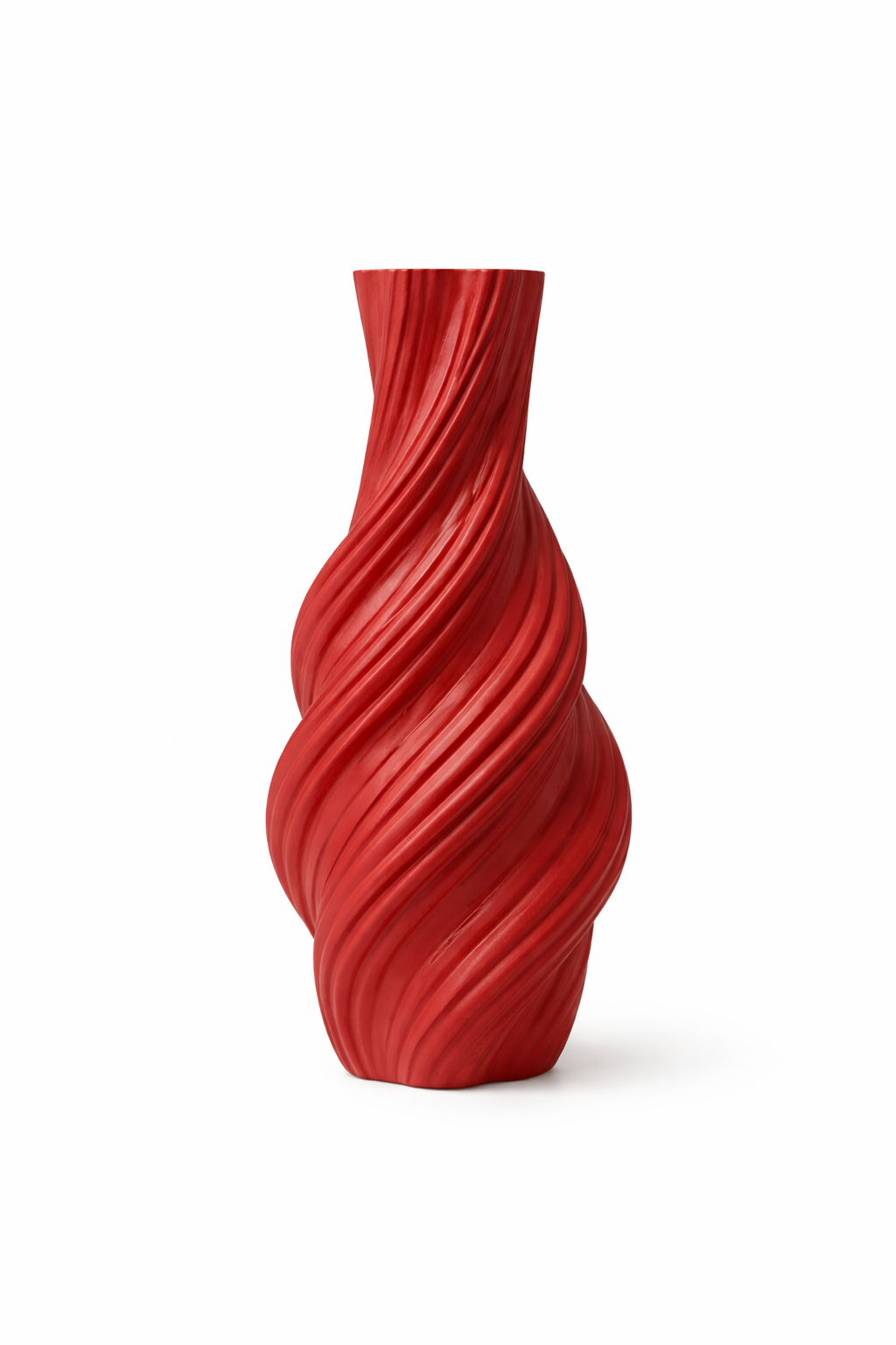 Red textured vase on a white background
