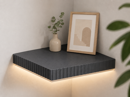 Parametric Corner Wall Shelf with Optional LED Groove – Customizable Rounded & Angular Design