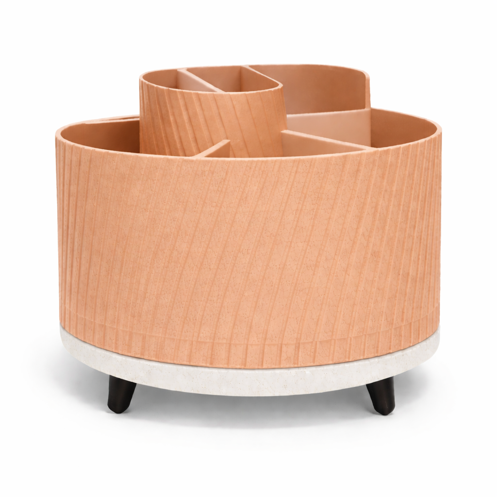 Wooden planter with multiple compartments on a white background