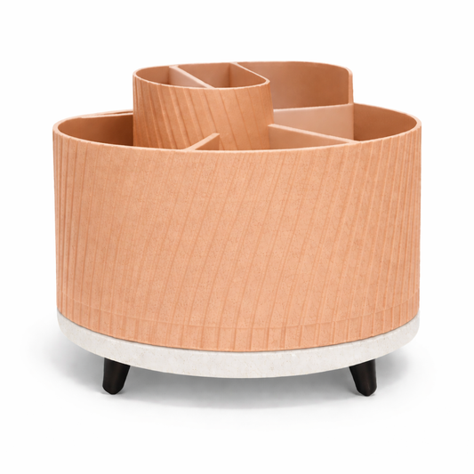 Wooden planter with multiple compartments on a white background