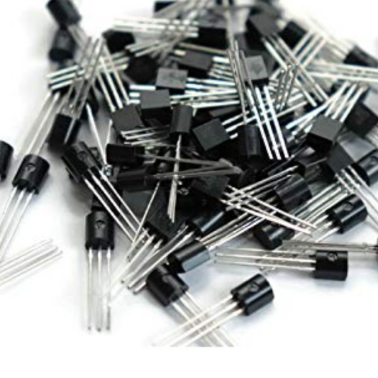 Pile of electronic transistors on a white background