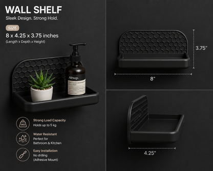 Premium wall mounted shelf for bathroom vanity and powder room decor