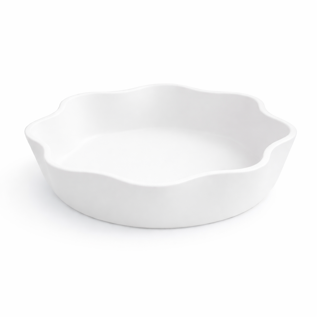 White ceramic dish on a white background