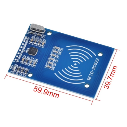 RFID module with dimensions on a white background