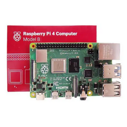 Raspberry Pi 4 Computer Model B with packaging on a white background