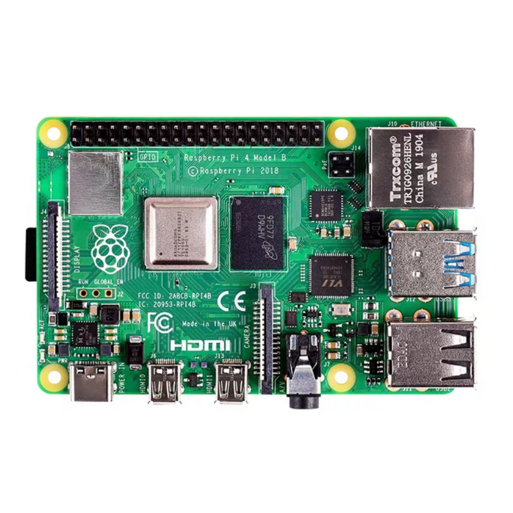 Raspberry Pi 4 Model B board on a white background