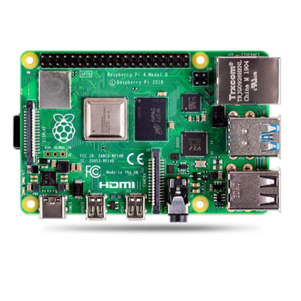 Raspberry Pi 4 Model B board on a white background