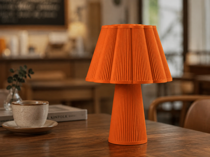Ribbed Glow Table Lamp adding soft warm light and premium décor look to a drawing hall