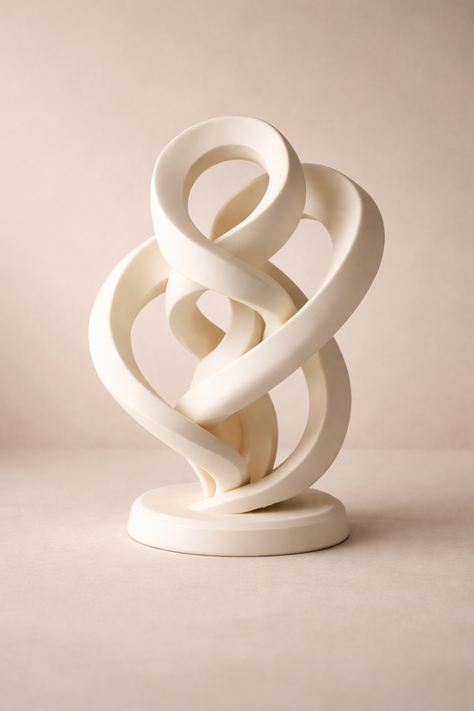White abstract sculpture on a beige background