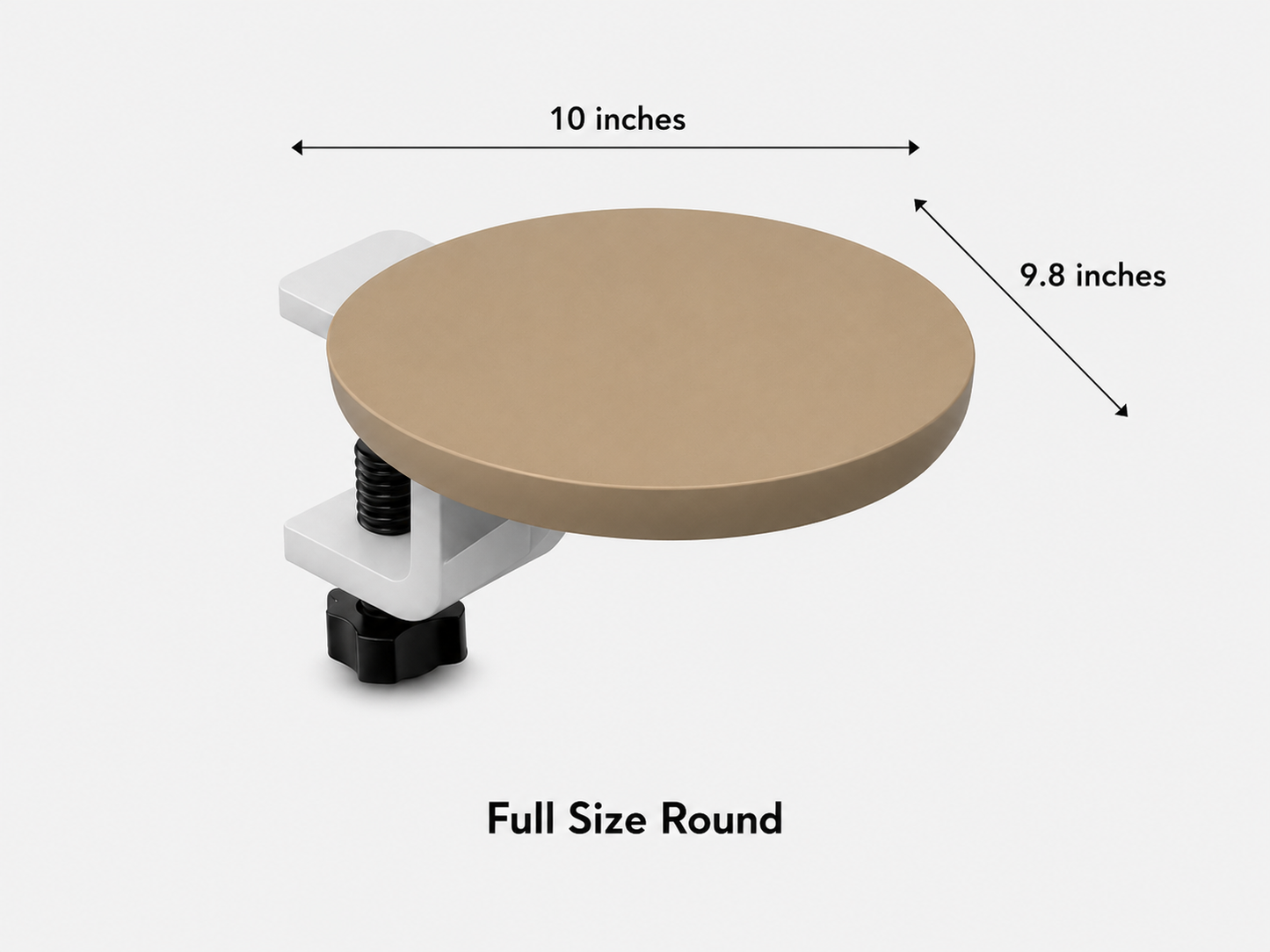 Round desk extender for work desk to hold coffee mug, phone, notebook and office accessories