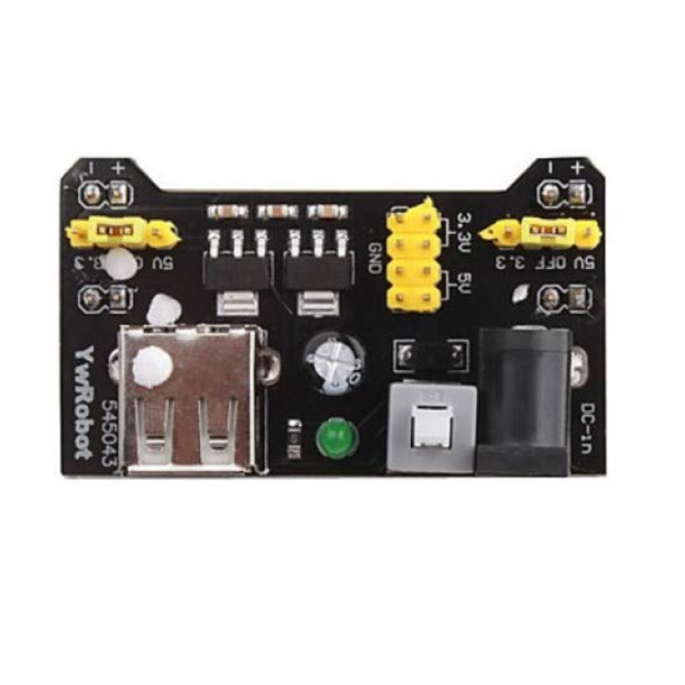 Electronic component board with various connectors and labels on a white background