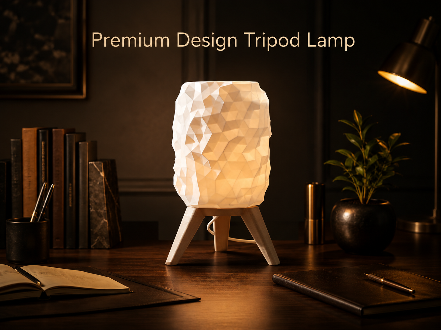 Stylish tripod desk lamp for workspace, creative studio, office table, and study room with warm relaxing light