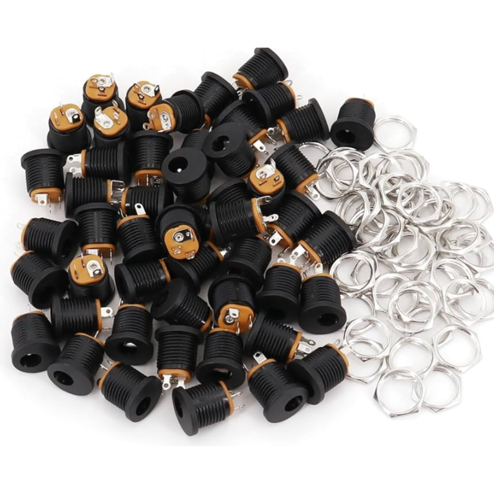 DC Barrel Jack Panel Mount Socket Round Type (Pack of 10)