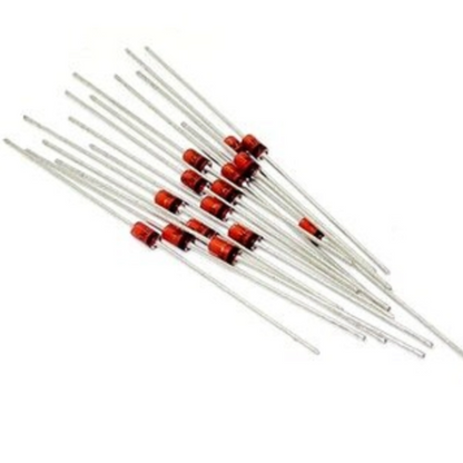 Set of red and silver diodes on a white background