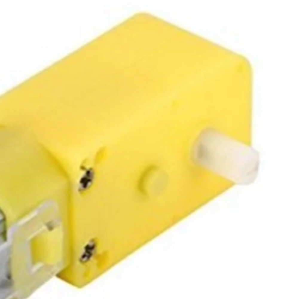 BO gear motor 300 RPM DC motor with yellow plastic gearbox and output shaft, commonly used in robot car, DIY robotics, Arduino and smart car projects, isolated on white background